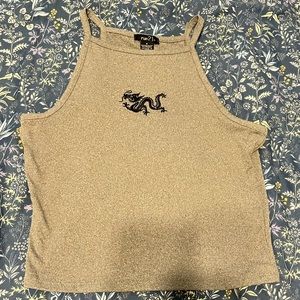 Rue 21 embroidered dragon crop top!!